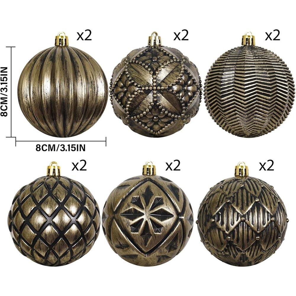 Vintage Rustic Christmas Ball Ornaments Sets Farmhouse Distressed Christmas Tree - Picture 3 of 6